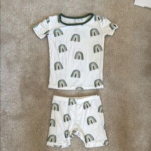 Kyte Baby Green Rainbow Short Sleeve and Shorts Pajamas